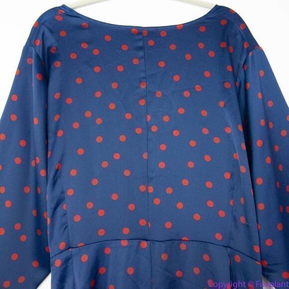 NEW Eloquii navy Tulip Hem Wrap Dress in Mandalay polka Dot, 24‎ - Picture 7 of 16